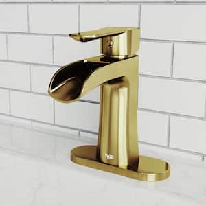Paloma Single Handle Single-Hole Bathroom Faucet Set with Deck Plate in Matte Brushed Gold