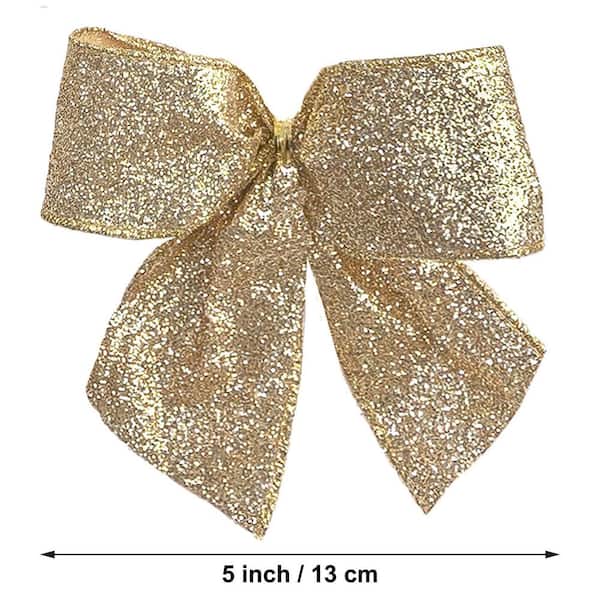  Gold Metallic Sparkle Christmas Wreath Bow - Christmas Bow  Package Perfect Bows are Made in USA : Handmade Products