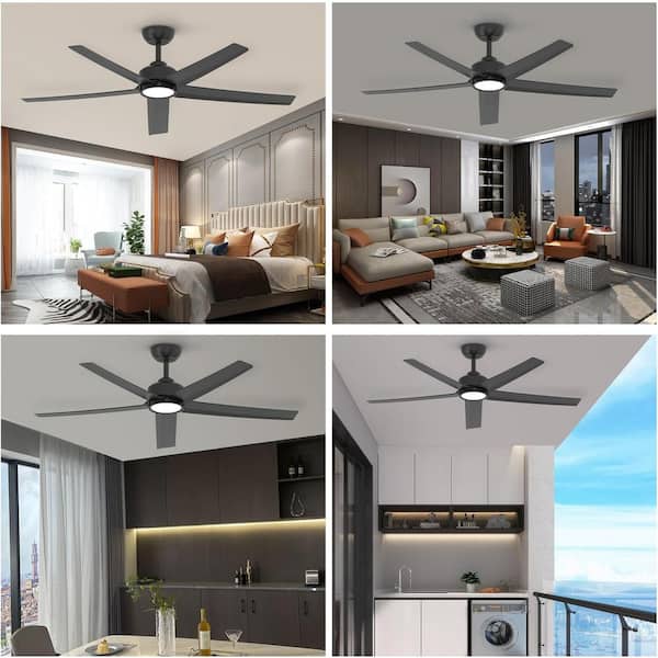 QRMOK 52 in. LED Indoor Black and Gold Ceiling Fan with Remote and Light,  Quiet Reversible DC Motor, 3 CCT Light Kit OC52-BG-5X-W5 - The Home Depot