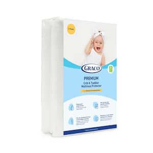 Premium Waterproof Crib and Toddler Polyester Mattress Protector 2-Pack