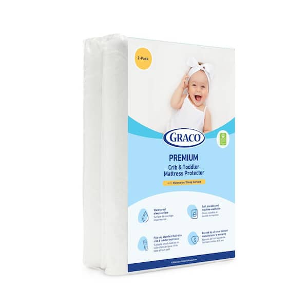 Graco Premium Waterproof Crib and Toddler Polyester Mattress Protector 2-Pack
