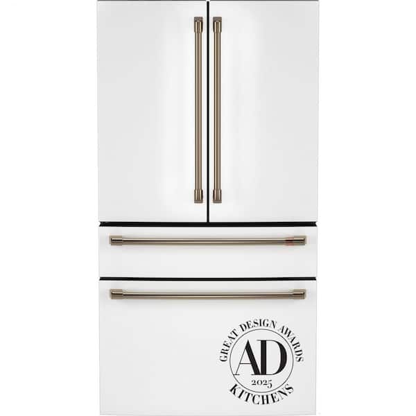 36 in. 23.2 cu. ft. Counter-Depth 4-Door French-Door Refrigerator in Matte White w/ Dual-Dispense AutoFill Pitcher