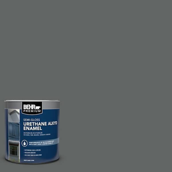 BEHR PREMIUM 1 qt. #BXC-41 Charcoal Semi-Gloss Enamel Urethane Alkyd Interior/Exterior Paint