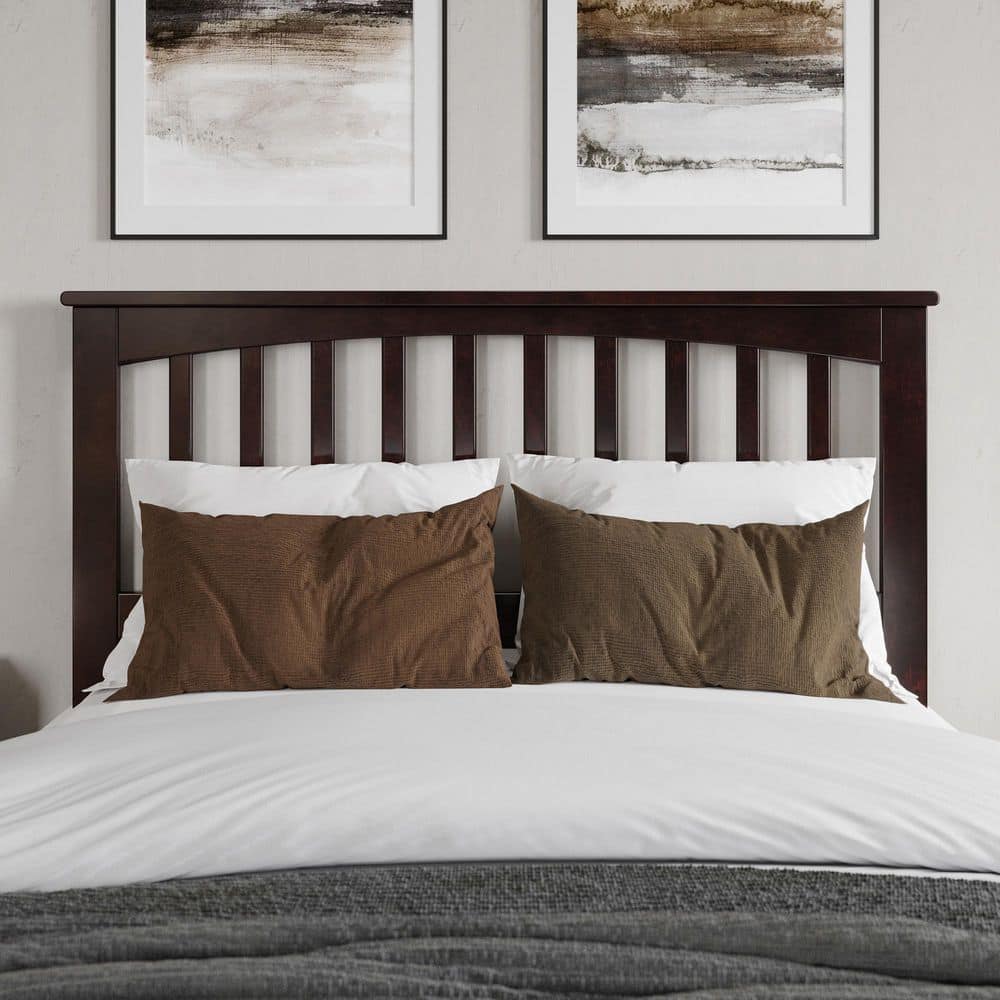 Espresso Full Wood Platform Bed with Slatted Headboard and Footboard