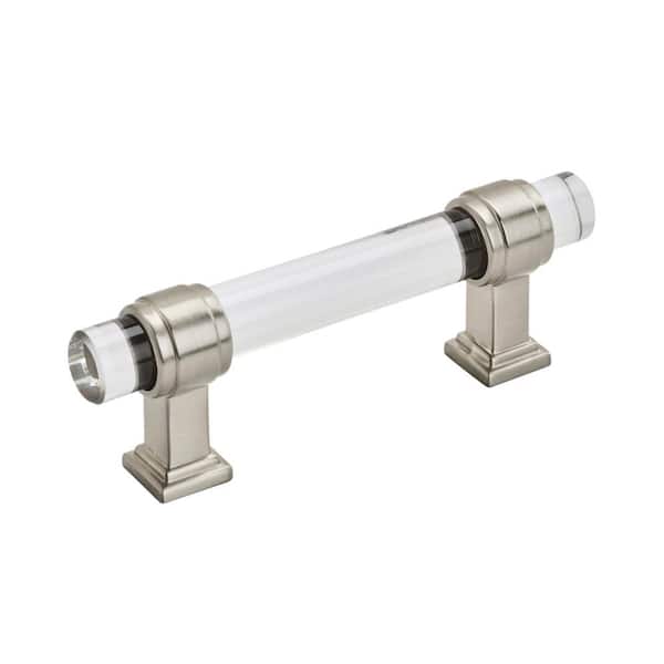 Amerock Glacio 3 in. (76mm) Modern Clear/Satin Nickel Bar Cabinet Pull