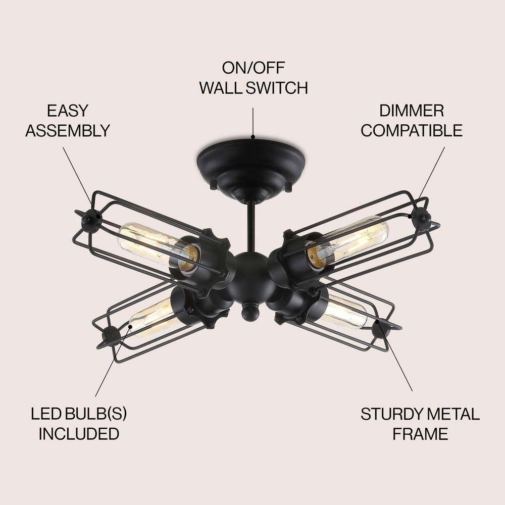 Chase 20" Black Metal LED Flush Mount Drum Light