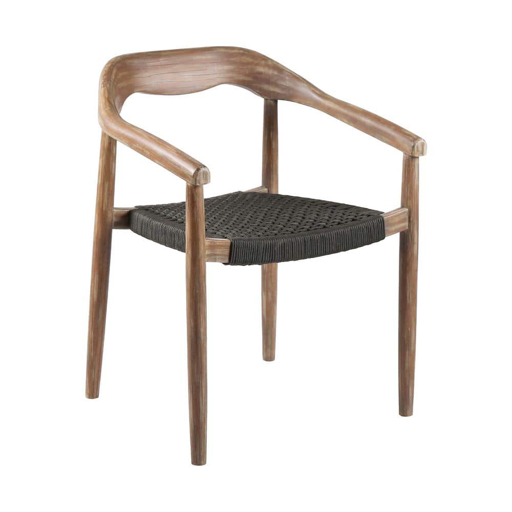 Eucalyptus Wood and Charcoal Rope 5-Piece Round Outdoor Dining Set