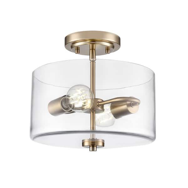 Verlana 11 in. Wide 2-Light Semi Flush-Modern Gold