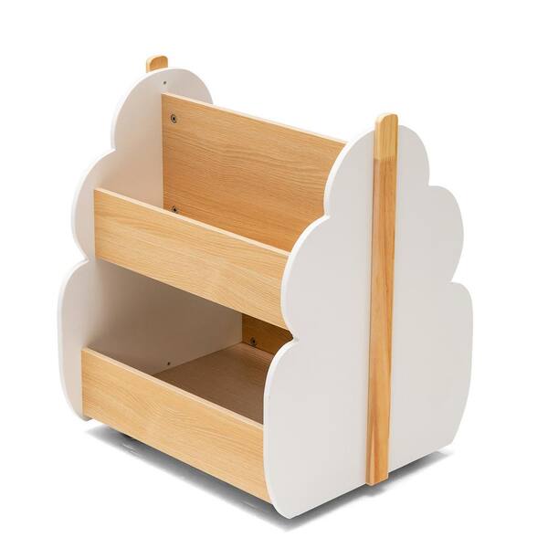 Costway 20.5 in. Kids Wooden Bookshelf w/Wheels 2-Tier Toy Storage Shelf  Double-sided Bookcase TP10080WH - The Home Depot