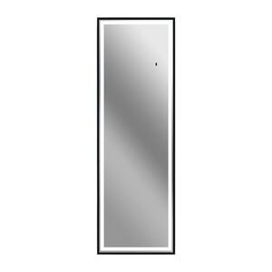 19.68 in. W x 59.05 in. H Rectangular Black Aluminum Framed Wall Mount or Floor Standing Dimmable Bathroom Vanity Mirror