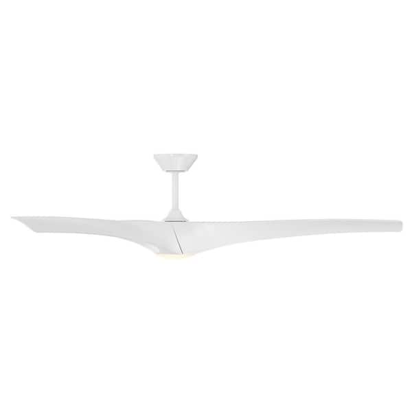Zephyr 72 in. Smart Indoor/Outdoor Matte White Standard Ceiling Fan Selectable CCT Integrated LED + Remote