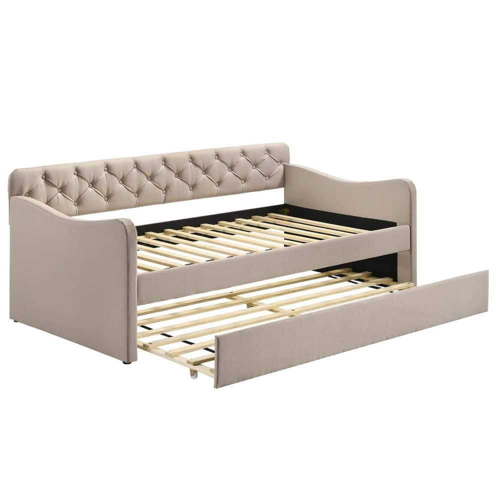 Furniture of America Rahul Ivory Twin Upholstered Daybed with Trundle ...