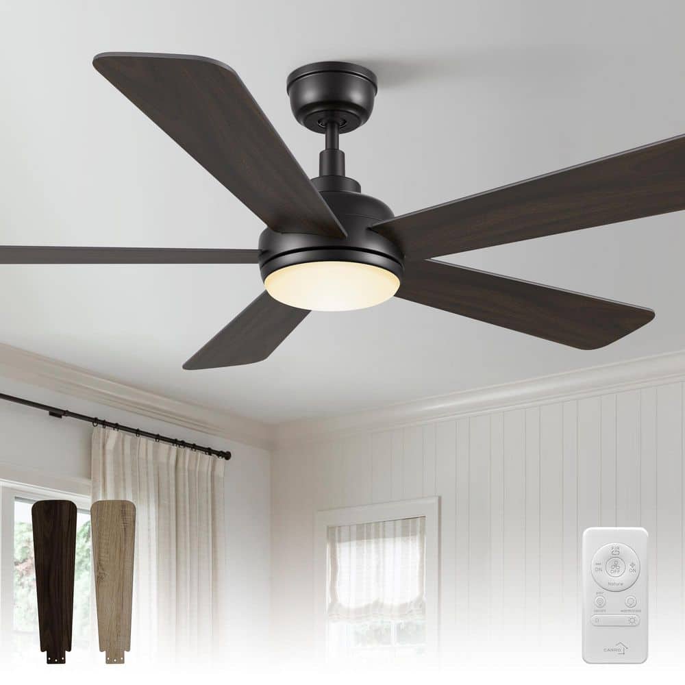 Audra 52 in. Indoor Black Downrod Ceiling Fan with LED Light Kit, Remote Control and 10-Speed Reversible DC Motor price history on PriceWatchPro