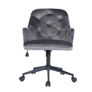 Gray Velvet Executive Chair Swivel Arm Chair Adjustable Height Office and Desk Chair