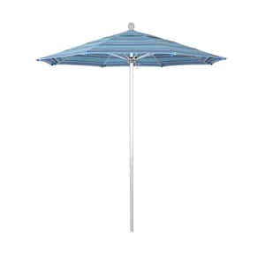 7.5 ft. Silver Aluminum Commercial Market Patio Umbrella with Fiberglass Ribs and Push Lift in Dolce Oasis Sunbrella