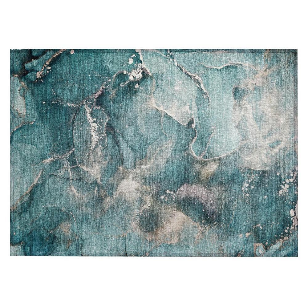 Teal 2 ft. x 3 ft. Woven Abstract Polyester Rectangle Indoor/Outdoor Area Rug price history on PriceWatchPro