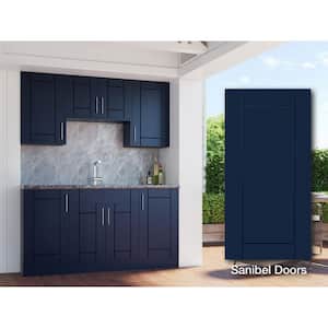 Sanibel Sapphire Blue 22-Piece 67.25 in. x 25 in. x 84 in. Outdoor Kitchen Cabinet Island Set