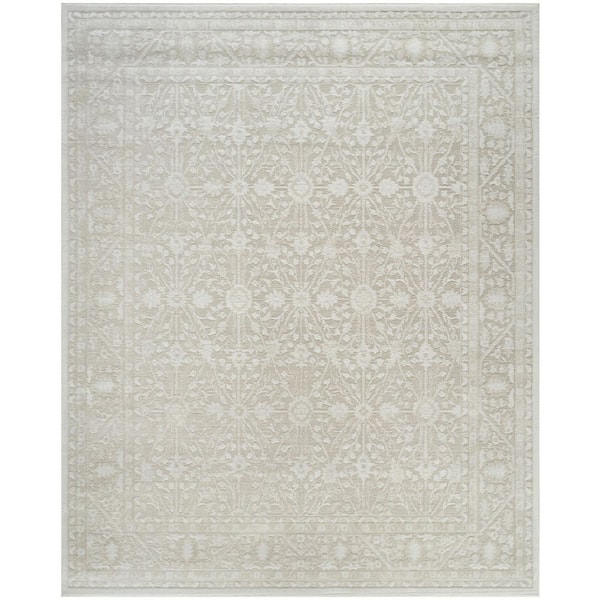 Dekor 8 ft. x 10 ft. Ivory Beige Diamond Traditional Area Rug