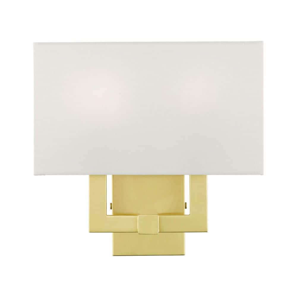 Hollborn Satin Brass 2-Light ADA Compliant Wall Sconce with Off-White Shade