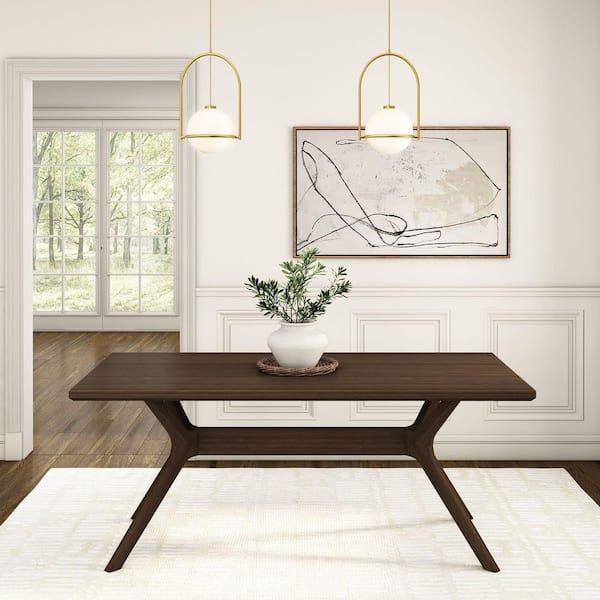 PLANK+BEAM Verso Scandinavian Walnut Wood 72 in. Cross Leg Dining