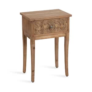 Cassetta 18 in. W Rustic Brown Rectangle Rustic Wood End Table