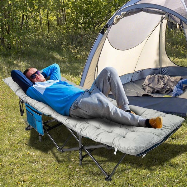 75 in. Camping Cot Pad Sleeping Mattress Crystal Velvet Outdoor Lightweight Backpacking Grey