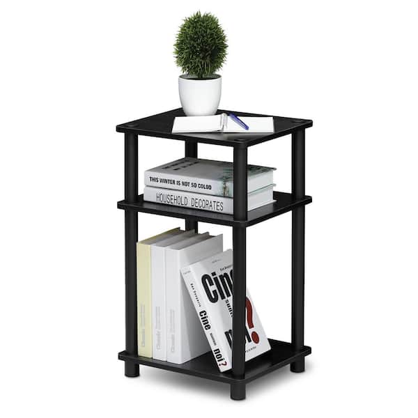 Furinno Just 3-Tier Americano/Black No Tools Tube End Table