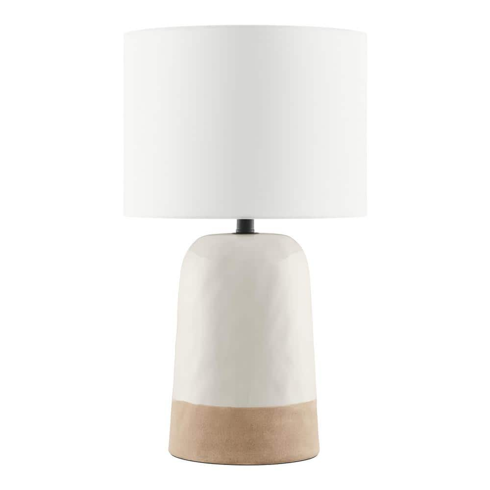 20 in. Grey Table Lamp with Mixed White with Ceramic Base