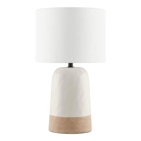 Hampton Bay 20 in. Grey Table Lamp with Mixed White with Ceramic Base