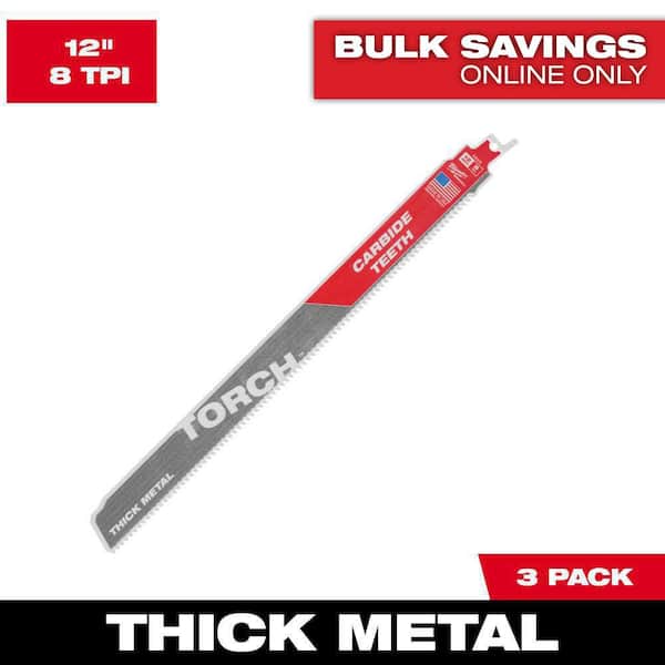 Milwaukee 12 in. 8 TPI TORCH Carbide Teeth Thick Metal Cutting SAWZALL Reciprocating Saw Blade (5-Pack)