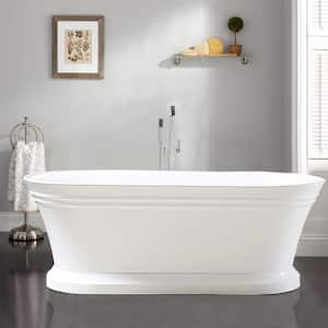 Versailles 67 in. Acrylic Flatbottom Freestanding Bathtub in White/Polished Chrome
