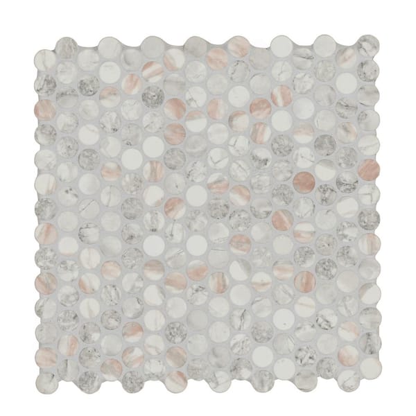 Briar Rosa Penny Round 12 in. x 12 in. Matte Mesh-Mounted Mosaic Wall Tile (15 sq. ft. /Case)