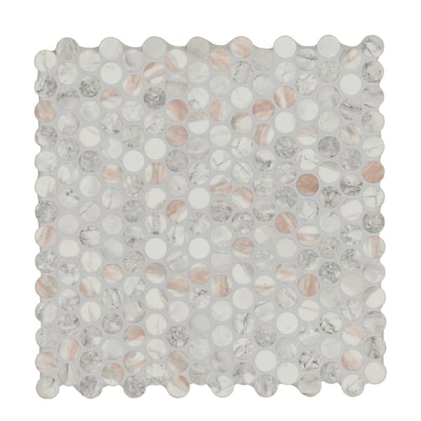 Briar Rosa Pennyround White 12 in. x 12 in. Mixed Glass Mosaic Tile (15 sq. ft. /Case)