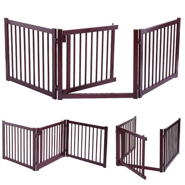 COZIWOW 24 in.H Folding Wooden Dog Gate Pet Pen for Stairs CW12Y0233