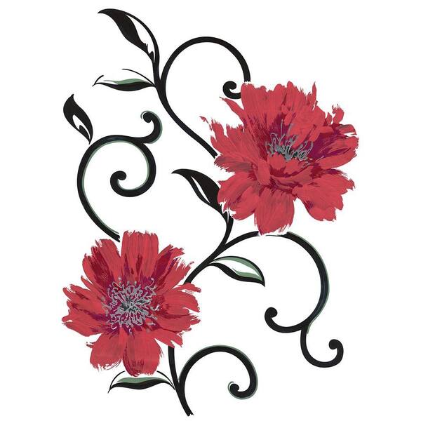 Spirit 25.5 in. x 33.5 in. Red Flowers Wall Decal