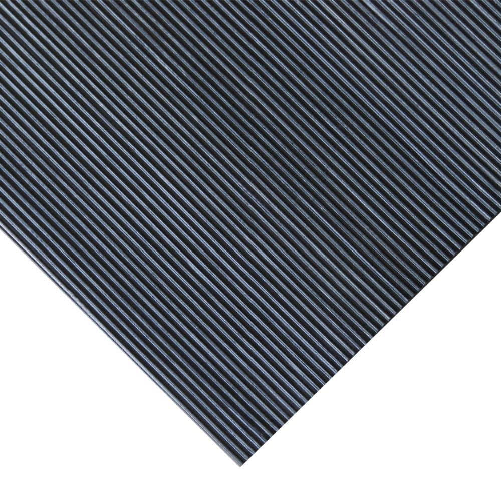 Fine-Rib Corrugated 48"x48" Black Rubber Multi-Use Mat