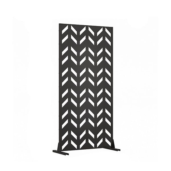 72 in. x 35 in. Black Galvanized Steel Garden Fence