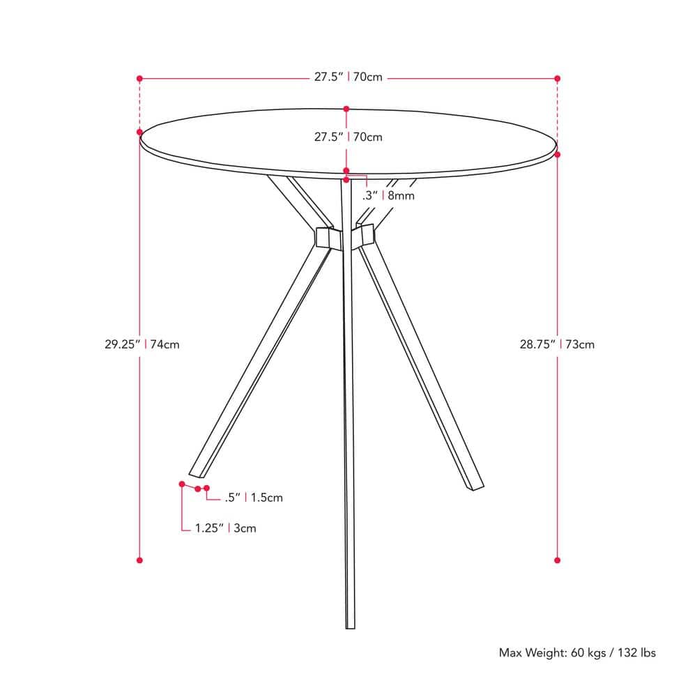 Lennox Round Glass Top Black Iron Bistro Table