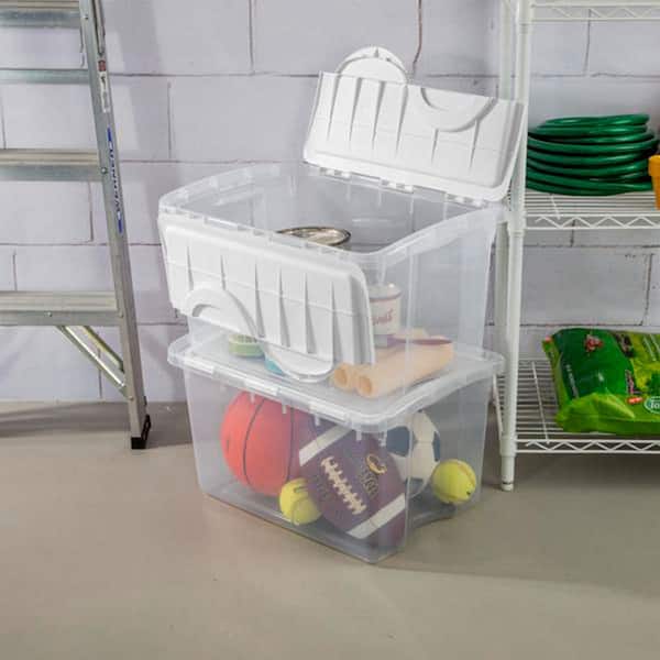 Sterilite - 48 Quart Clear Hinged Plastic Storage Container (6 Pack)