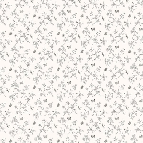Unbranded Miniatures 2-Green Tiny Trellis Flowers Butterflies/Dragonflies Matte Finish Non-Pasted Vinyl Non-Woven Wallpaper Roll