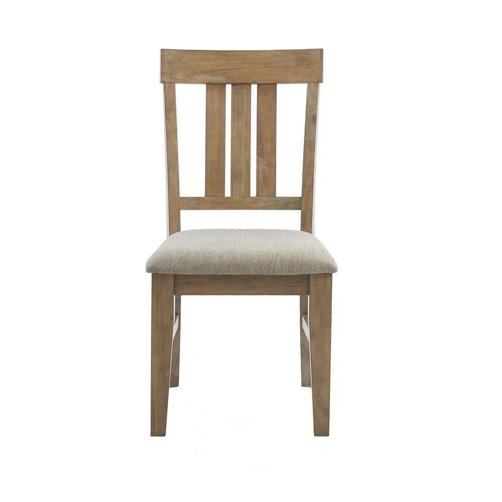 Gray Upholstered Linen Side Chair with Pinewood Frame, Set of 2