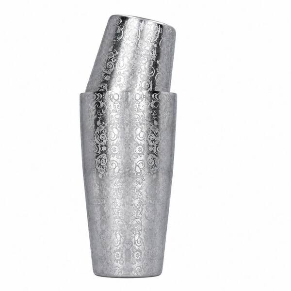 2-Piece Weighted Boston Cocktail Shaker Set with Etched Design, 304 Stainless Steel Bartender Shaking