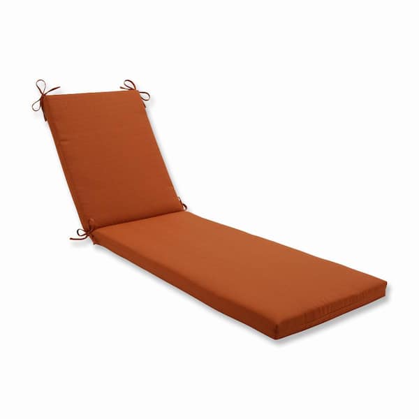 Pillow Perfect Solid 23 x 30 Outdoor Chaise Lounge Cushion in Orange Solid
