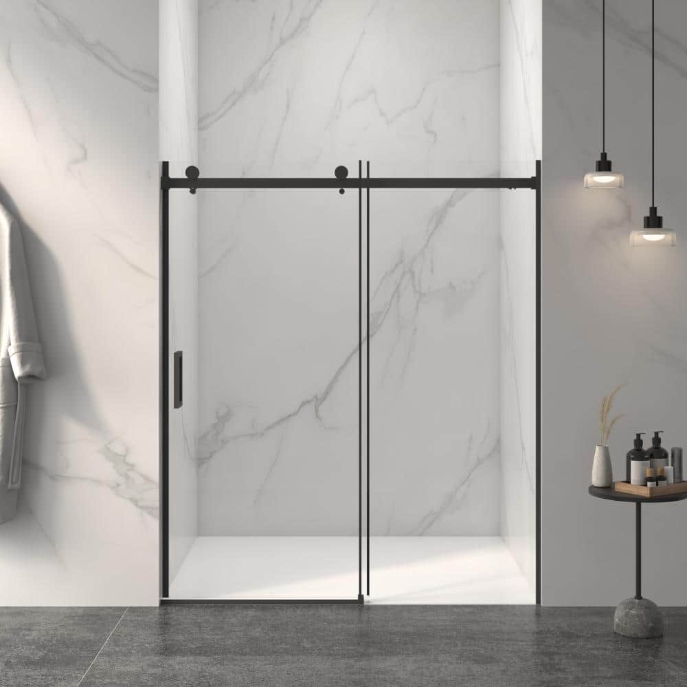 "60 in. W x 72 in. H Sliding Frameless Shower Doors in Matte Black with 5/16"" (8mm) SGCC Clear Tempered Glass" price history on PriceWatchPro