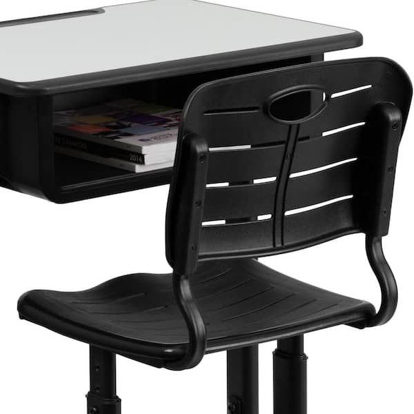 Flash Furniture Student Desk with Open Front Metal Book Box, Black