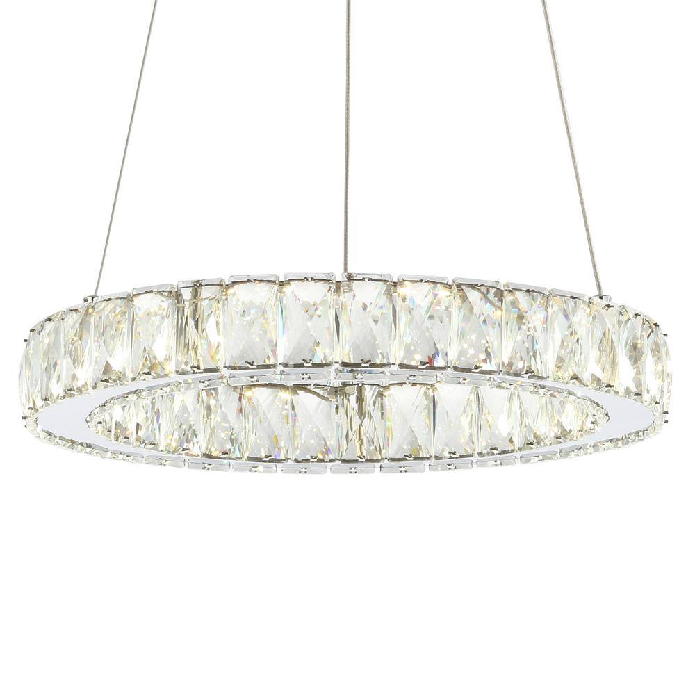 Elegant Chrome Crystal Ring LED Chandelier 15.75" Flush Mount