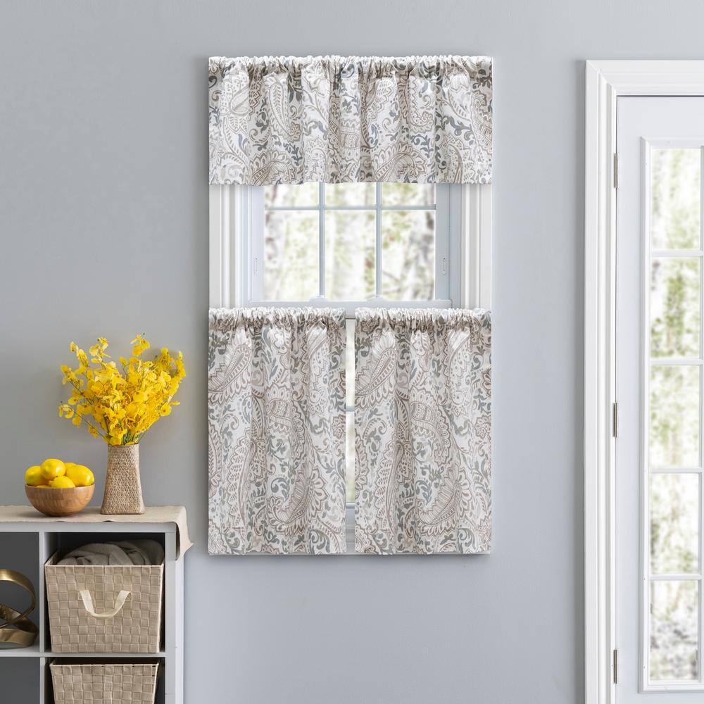 Natural Cotton Paisley Pattern Rod Pocket Valance 50" x 16"