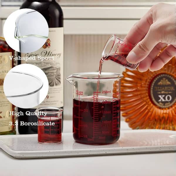 Esepony 1 oz. Glass Measuring Cup with V-Shaped Spout and Precision for  Kitchen and Bar (2-Pack) YG115637 - The Home Depot