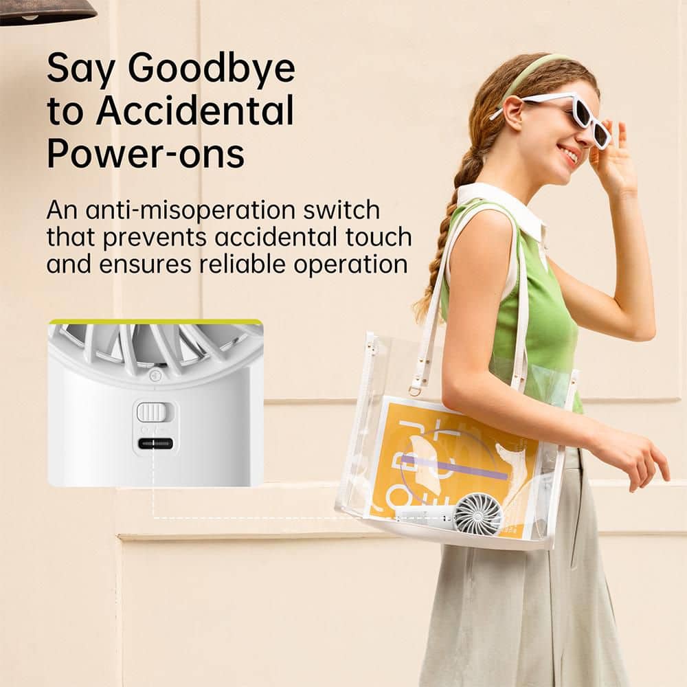 Life 4 5-Speeds Handheld Personal Fan with 3600 mAh Battery, Gray