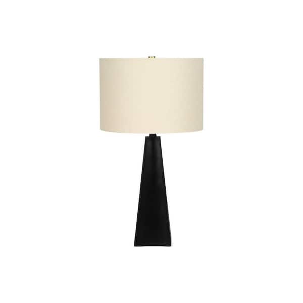 Modern 27 in. H Table Lamp with Beige Shade, Black Resin